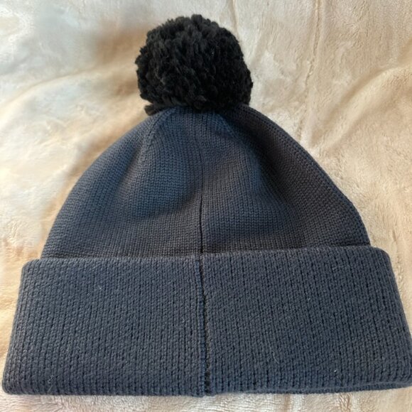 NWT! COACH CF875 Women Logo Wool Colorblocked Pom Pom Beanie In Navy - Picture 4 of 9